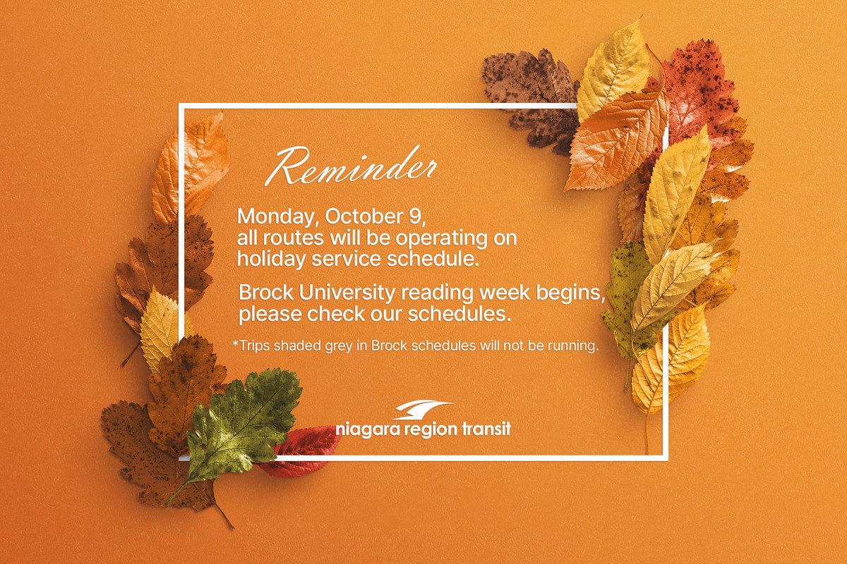 Holiday Hours and Reading Week Schedule Niagara Region Transit
