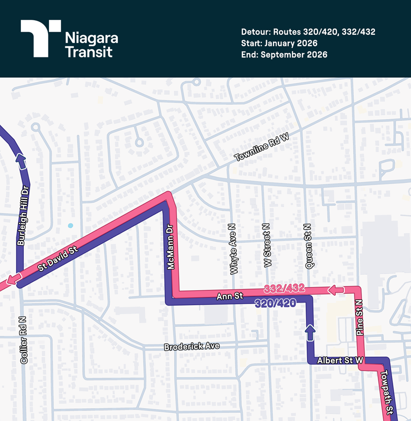 Route 320,332 Detour Map