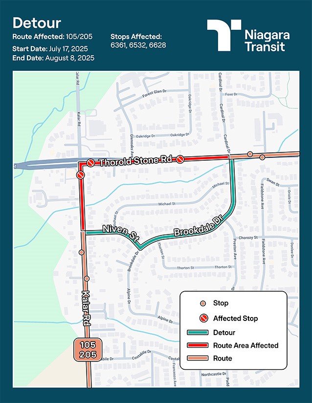105 Detour map