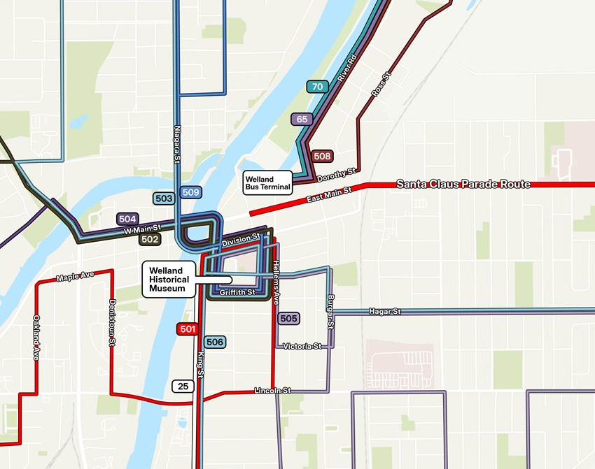 Welland Santa Claus Parade Bus detours